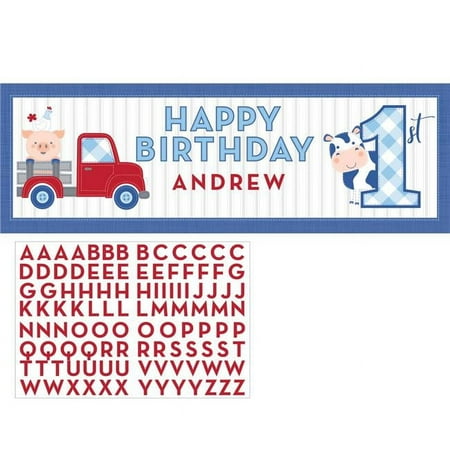 Creative Converting 340095 Farmhouse 1st Birthday Boy Large Banner