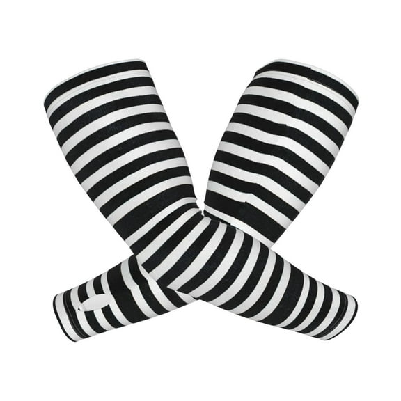 Ocsxa Black And White Stripes Print Unisex UV Sun Protection Arm Sleeves,UPF 50 Cooling Sports Sleeve Compressio Golf Basketball Arm Sleeves Cycling Sleeves 1 Pair