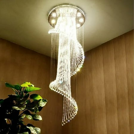 

LED Chandeliers For Spiral Stairwell Hotel Lobby Long Lighting Ceiling Fixture Luxury Crystal Spiral Raindrop LED Chandelier 360°Illumination Ceiling Light Raindrop-shaped Spiral LED