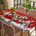 thumbnail image 3 of Red Christmas Table Cloths for 3 Foot Rectangle Tables, Santa Snowman Xmas Gifts Snowflake Winter Patio Waterproof Elastic Fitted Tablecloths, Washable Rectangular Table Cover for Camping, 3 of 8