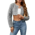 thumbnail image 2 of Women's 2024 Winter Coats Fleece Cropped Jacket for Women Faux Fur Long Sleeve Shaggy Warm Outerwear, 2 of 7