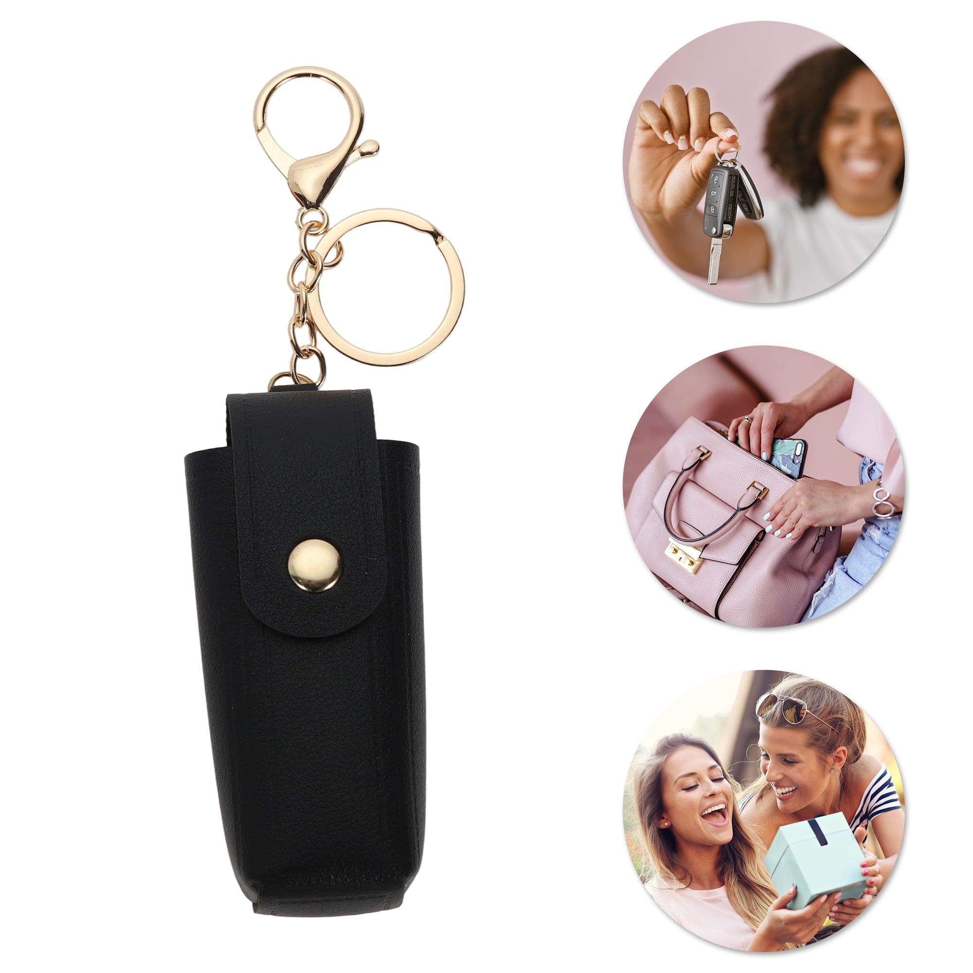 Unique Bargains Colorful Lipstick Bag Handbag Charms Keychains 1 Piece Black