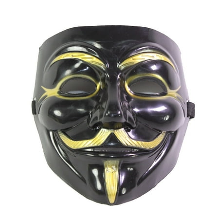 Black V for Vendetta Guy Fawkes Anonymous Costume Halloween Cosplay Protest Mask