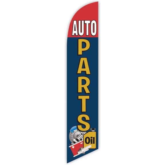 Cobb Promo Auto Parts Blue Advertising Feather Flag 12ft - Replacement Flag Only Without Poleset