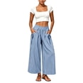 thumbnail image 5 of ZHYou No Boundarie Stripe Pants for Women Casual Straight Leg Pull On Loose Drawstring Pockets Comfy Lounge Pants,Sky Blue,Size L, 5 of 6