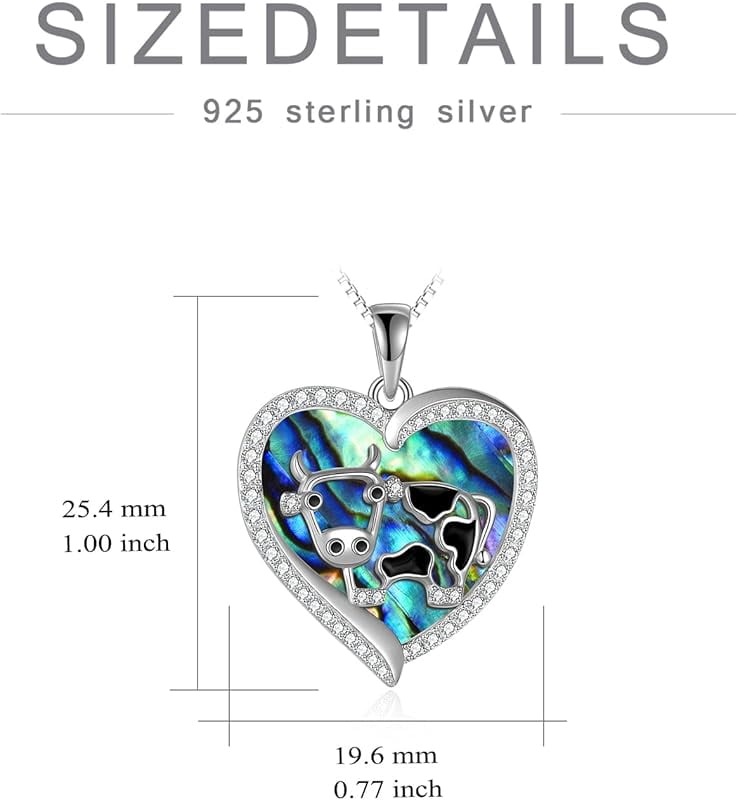 JKR  Mothers Day Gifts for Mom Cow Necklace Cow Gifts 925 Sterling Silver Cow Jewelry Birthday Gifts for Women Cow Lovers Daughter Sister Graduation