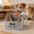 thumbnail image 6 of Brabtod Canvas Dog Toys Storage Bins with Write-On Labels, Large Pet Basket with Metal Handles & Custom Tags, Puppy Toy Organizer - Gray, 6 of 7