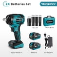 thumbnail image 4 of Yofidra Cordless Impact Wrench 1/2", Powerful Brushless Motor Impact Gu with 3-Mode Speed, Max Torque 580 ft-lbs (800N.m), Power Impact drill tool set w/ 2PCS Batteries, 4 Sockets for Home Car Truck, 4 of 12