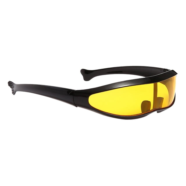 de visera , lentes de espejo , accesorios para disfraces, espacio punk, novedad de moda, de sol para hombres y Marco negro Amarillo Hugo anteojos con visera