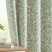 Curtainking Blackout Curtains for Bedroom Thermal Curtains Floral Patterned Living Room Vintage Country Curtain 84 inch Long 2 Panels Green on Beige