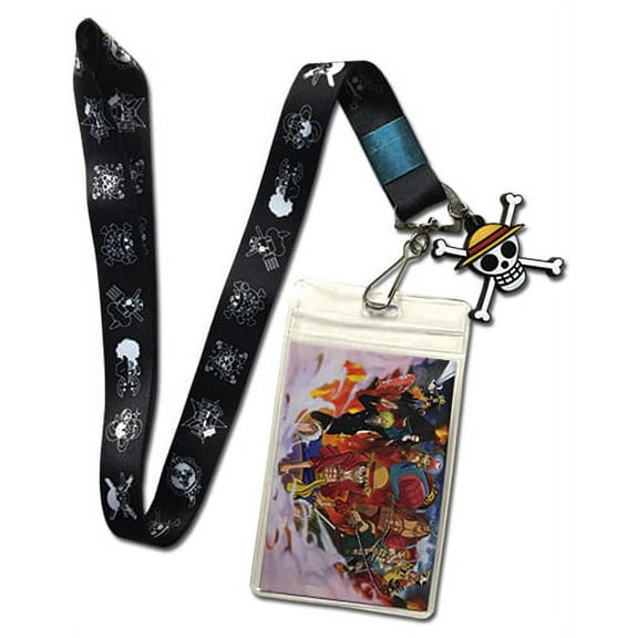 Great Eastern Entertainment One Piece Pirate Flags Lanyard with ID Badge Holder &  PVC Straw Hat Charm
