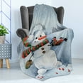 thumbnail image 4 of Snowman Soft Flannel Fleece Throw Blanket, Watercolor Style Snowfall Outdoors Merry Christmas Theme Winter Bullfinch Birds, Cozy Plush for Indoor and Outdoor Use, 50" x 60", Multicolor, by Ambesonne, 4 of 5