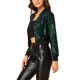 thumbnail image 4 of CHAQUETA BOMBER CORTA CON CREMALLERA Y BRILLO DE LENTEJUELAS PARA MUJERES INSPIRE CHIC TALLA XS VERDE, 4 of 8