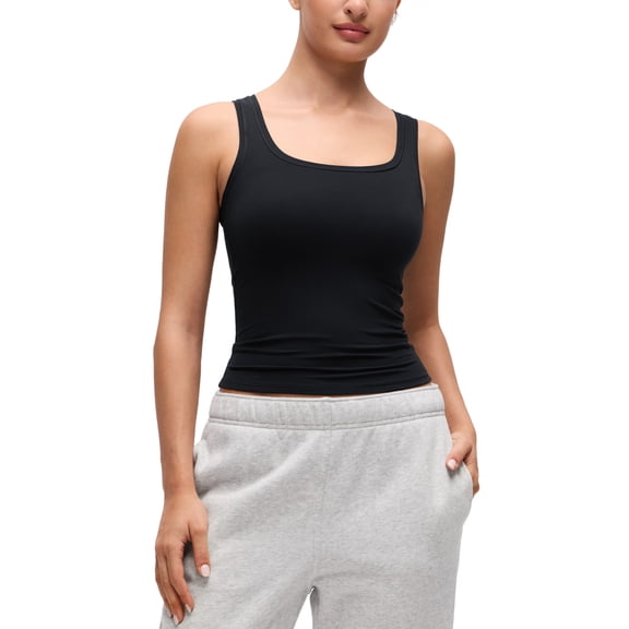 CRZ YOGA Softembrace Tank Tops for Women Casual Going Out Soft Double Lined Crop Basic Sleeveless Shirts