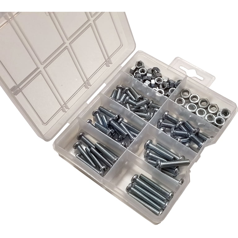 135-Piece Machine Screw Assortment – Stainless Steel Hex Metric Bolts & Nuts, M2.5 To M8, Bright Finish, Storage Case Included
