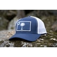 thumbnail image 5 of South Carolina Flag Hat for Men and Women – Palmetto Snapback Trucker Baseball Cap by International Tie (Navy/White), 5 of 8