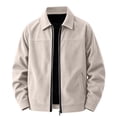 thumbnail image 4 of Men's Corduroy Jacket Lapel Collar Full Zip Up Long Sleeve Casual Coat Classic Textured Outerwear with Pockets, 4 of 9
