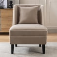 thumbnail image 6 of EUROCO Upholstered Accent Chair,Single Velvet Sofa Chair with Pillow,Lounge Seat and Wood Legs,Tan, 6 of 8