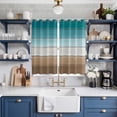 thumbnail image 2 of Teal Brown Kitchen Curtains 63 Inch Length, Rustic Vintage Abstract Ombre Wooden Plank Grommet Top Bedroom Living Room Curtains, Light Filtering Cafe Curtain Drapes 2 Panels Set 84''x63'', 2 of 9