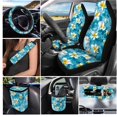 thumbnail image 2 of HUIACONG Ocean Plumeria Car Seat Covers Full Set 14 Pcs Universal Auto Interior Decor Front Rear Seat Covers with Steering Wheel Cover Seat Belt Pads Coasters Storage Bag Rearview, 2 of 7