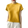 thumbnail image 7 of Posijego Women's Turtleneck Short Sleeve Tops Solid Color Knit Summer Sweater Lightweight Casual Blouses, 7 of 7