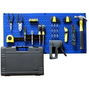 Wall Control Modular Pegboard Tool Organizer System - Wall-Mounted Metal Peg Board Tool Storage Unit for Pegboard Tiling (Blue Pegboard)