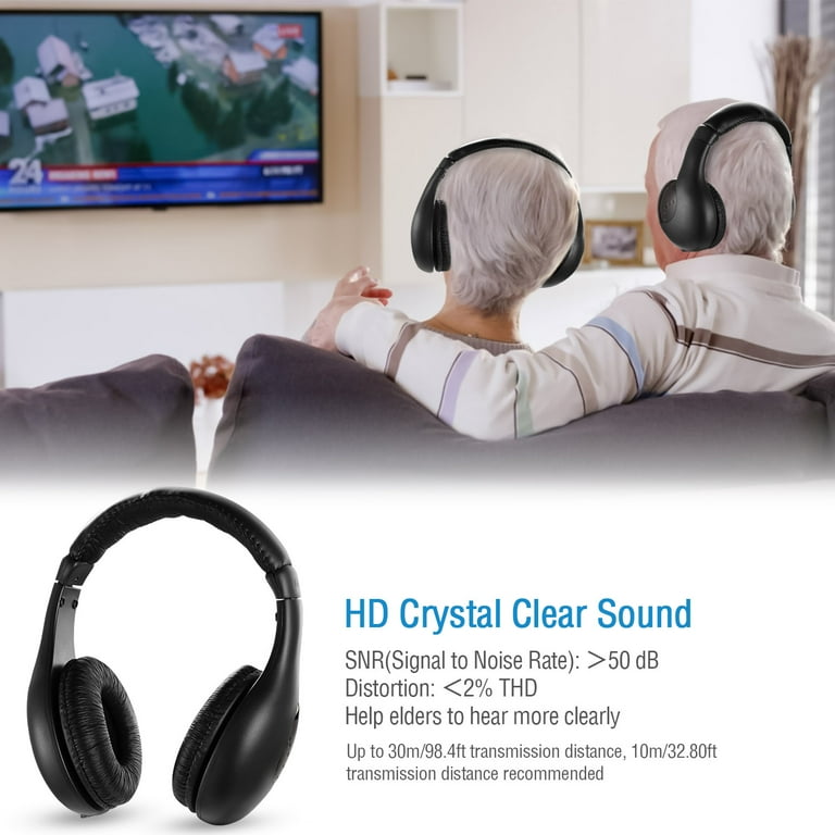 iMountek Wireless RF Headphones HiFi Over Ear Headsets RF Transmitter Receiver With MicY shaped Cable Monitoring Earphone 98.4ft Range for TV Radio CD