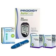 MEDICALSUPPLYMI Prodigy Auto Code Diabetes Testing Kit - Prodigy TALKING Meter, 100 Prodigy Test Strips, 100 Lancets, Lancing Device, Carry Case, Manual