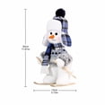 thumbnail image 2 of Plush Skiing Snowman Figurine Featuring Blue Plaid Knit Hat and Scarf, Festive Christmas Home Decor for Table Display and Farmhouse Styling, Holiday Gift Snowman Ornament for Xmas, 2 of 4