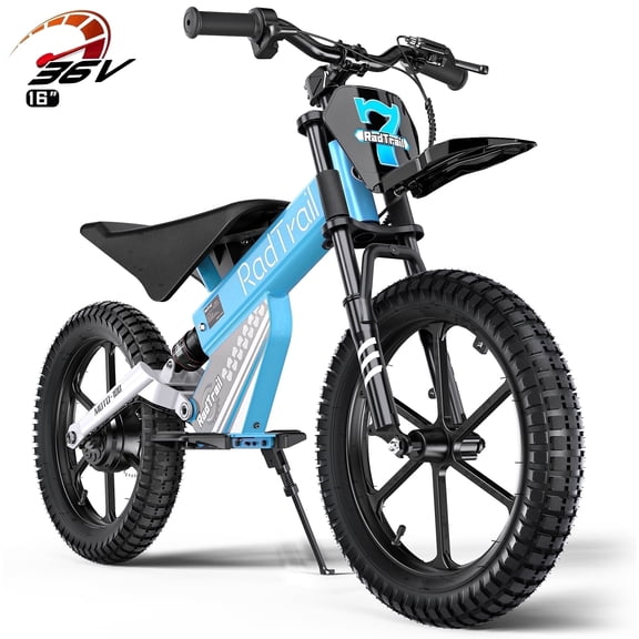TOKTOO 36V Kids Electric Dirt Bike, 15.5 MPH High-Speed Electric Motorcycle, 16" Inflatable Tires, 400W Motor, Blue Ride on Bike for Kids Aged 6-12