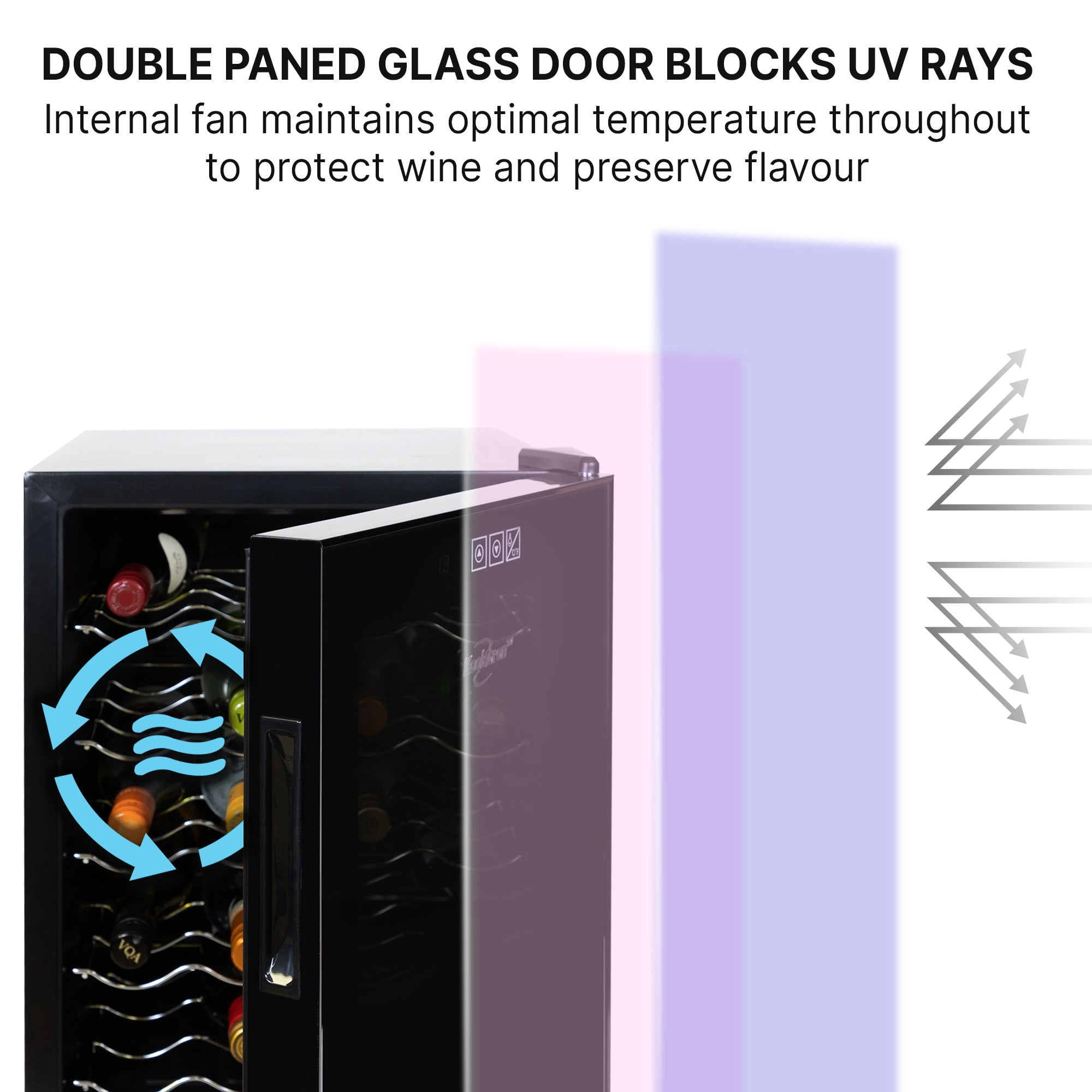 Koolatron 20 Bottle Wine Cooler, Black Thermoelectric Wine Fridge, 1.7 cu. ft. (48L), Freestanding Wine Cellar, Sparkling Wine Storage for Home Bar, Apartment, Condo