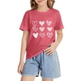 thumbnail image 4 of Girls Short Sleeve T Shirts Kids Summer Tops Loose Fit Comfy Crewneck Basic Tees 2‐13 Years Casual Cute Heart Print Shirt, 4 of 5