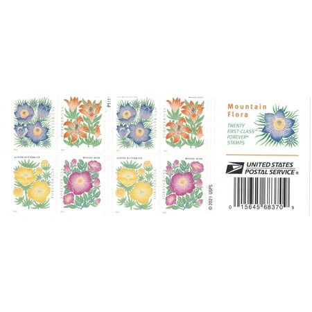 Mountain Flora USPS Forever Postage Stamp 1 Book of 20 US First Class Wedding Celebration Anniversary Flower Party (20 Stamps)