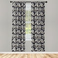thumbnail image 4 of Ambesonne Floral Window Curtains, Retro Flower on Dark Back, Each 28" W x 84" L, Dark Blue Grey and Multicolor, 4 of 4