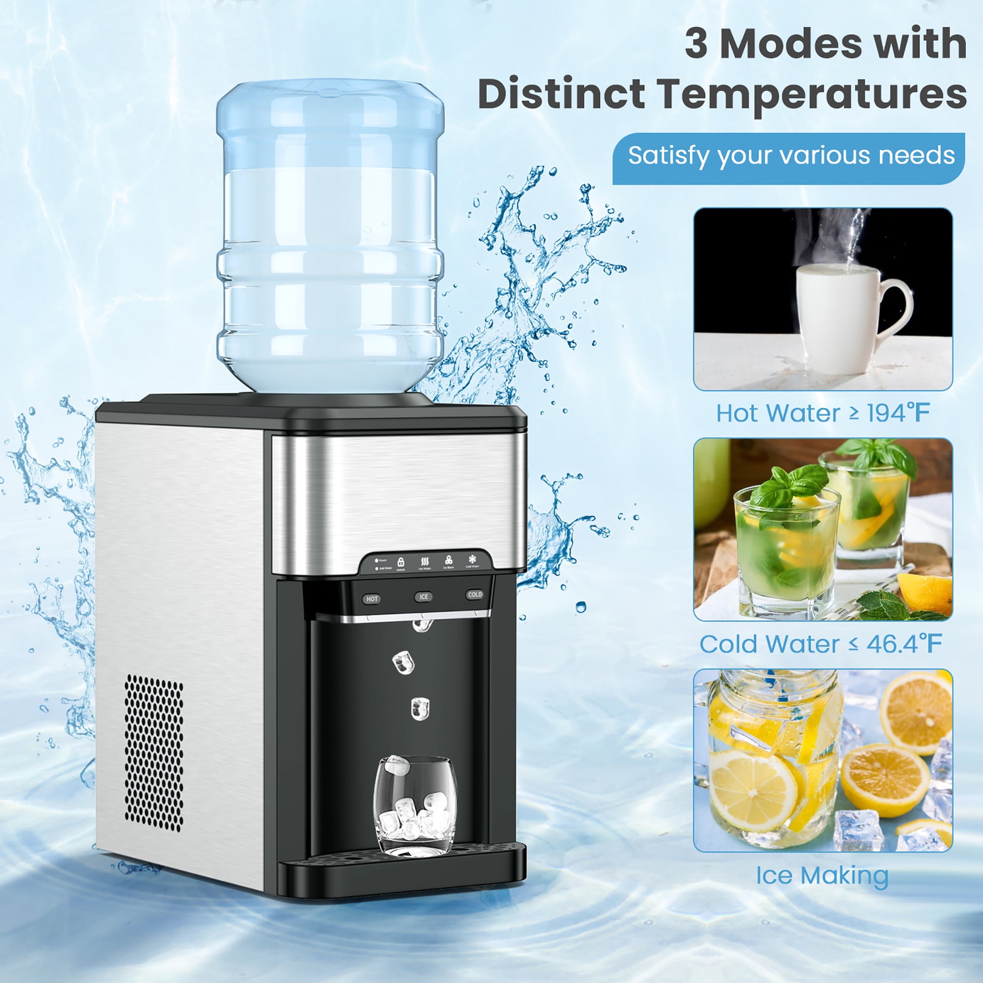 Buy Costway 3in1 Water Cooler Dispenser with Builtin Ice Maker w/ 3