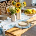 thumbnail image 4 of Turtle Round 13 Inch Placemats Set of 4, Blue Coastal Starfish Ocean Coral Nautical HeatResistant Non Slip Place Mats for Dining Table, Wipeable Braided Kitchen Table Mats for Housewarming, 4 of 9