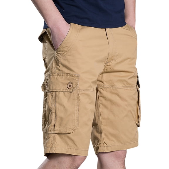 Yyuenw Men's Camo Cargo Shorts Cotton Casual Loose Shorts with Multi-Pocket for Outdoor Hiking