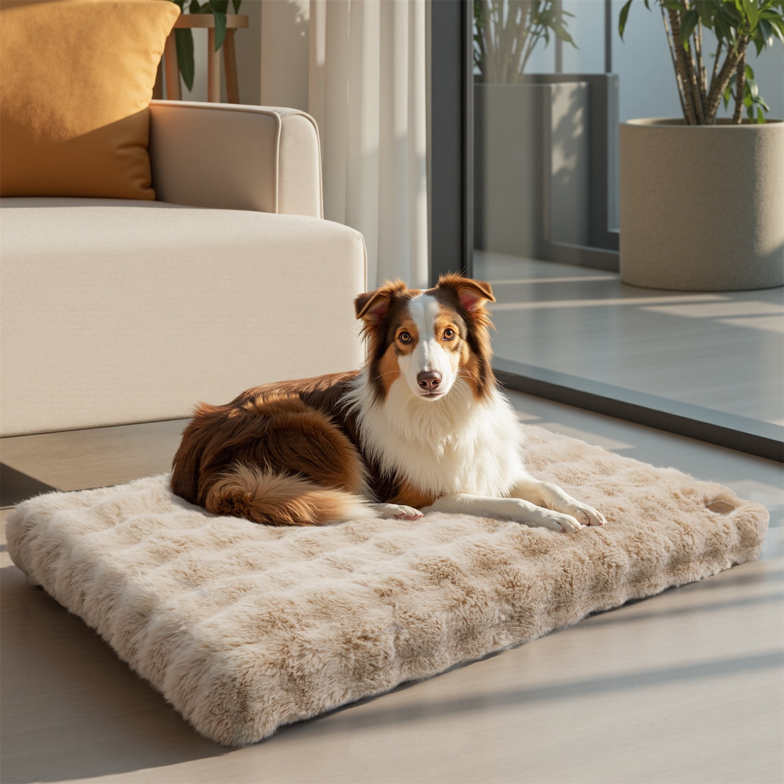 BingoPaw Extra Large Dog Bed Washable Calming Pet Crate Mattress with Removable Cover Waterproof