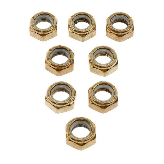 8pcs Pack Metal Axle Nuts Kingpin Nuts Skateboard Longboard Trucks Golden 7x10x14mm for Kingpin
