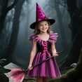 thumbnail image 5 of Alaiyaky Witch Costume Kids Girl Witches Dress Princess Outfit Scary Witch Hat Hat Brooms Party Cosplay Carnival Fancy Dress, 5 of 8