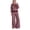 Wine, variant on Szluipve 2 Piece Sets for Women Leopard Print 2 Piece Outfit Button Collar Long Sleeve Scalloped Hem Top High Waist Wide Leg Pants Casual Loungewear Tracksuit Set Purple XXL