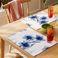 thumbnail image 4 of Blue Spring Floral Placemats Set of 4 Summer Botanical Wildflower Garden Place Mats Indoor Wipeable Table Mats Washable Cloth Dining Table Placemats for Kitchen Holiday Party Home Decor 13x19 Inch, 4 of 9