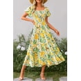 thumbnail image 3 of Vestido Midi PRETTYGARDEN Floral Amarillo con Mangas Abullonadas Talla M, 3 of 8