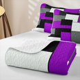 thumbnail image 4 of Castle Fairy Minimalism Color Block Quilt King 3 Pieces,Mid Century Square Layout King Coverlet Set,Purple Gray Black,1 Bedspread and 2 Pillowcases, 4 of 7