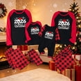 thumbnail image 5 of Rrxhxhs 2026 Merry Christmas Matching Pajamas Set Plaid Crew Neck Raglan Sleeve Sleepwear Long-Sleeve Plaid Pants Set, 5 of 7