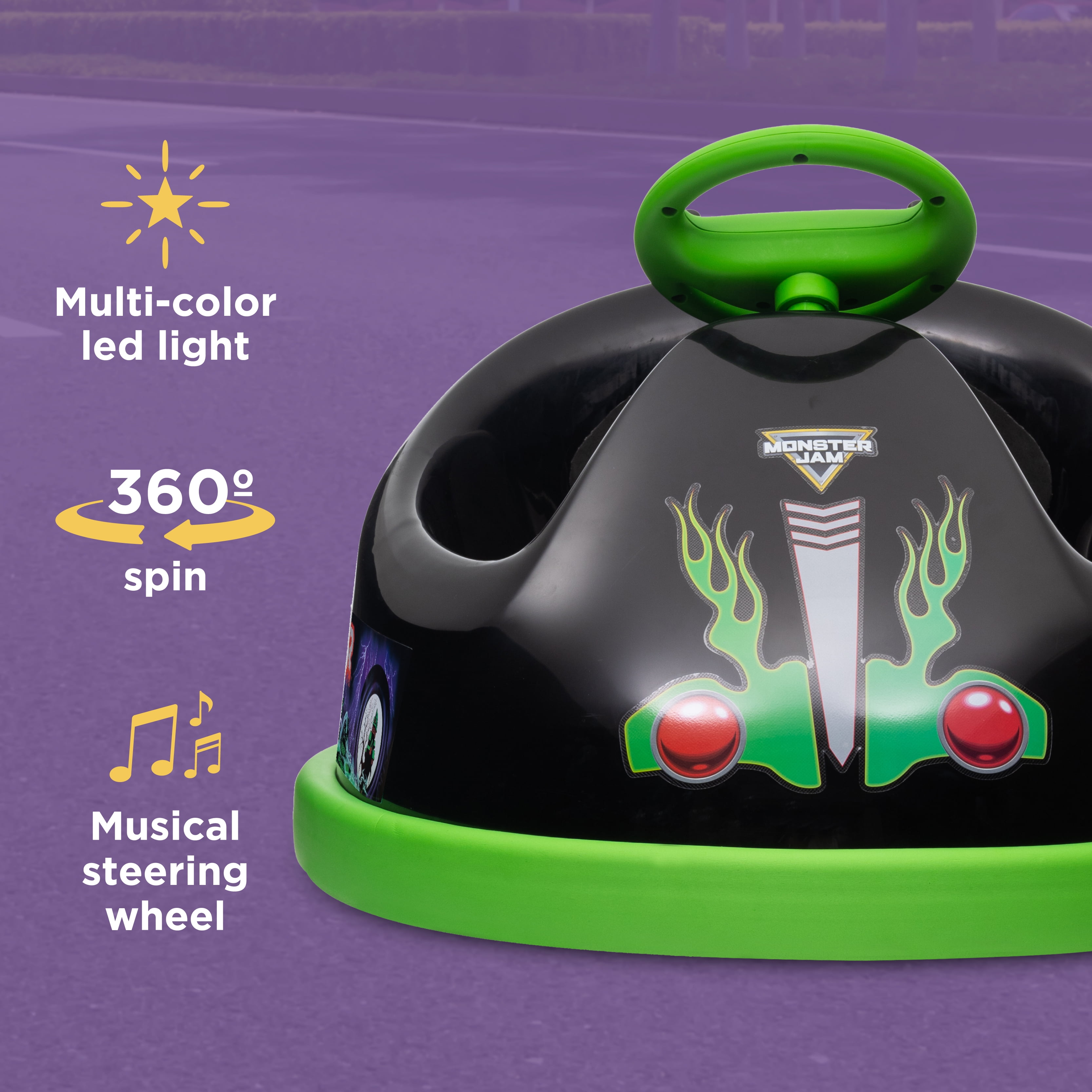 Monster Jam 6V Bumper Car, Battery Powered Ride on Toy with Remote for Kids Ages 1.5+, Black