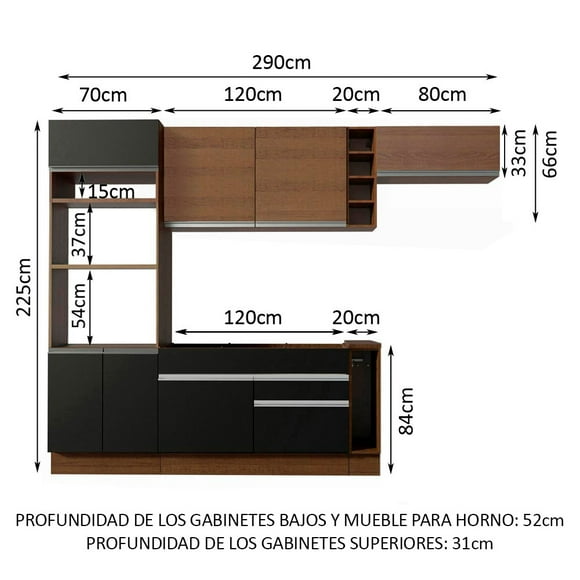 Cocina Integral Completa Modular Madesa Glamy 290cm NM 04
