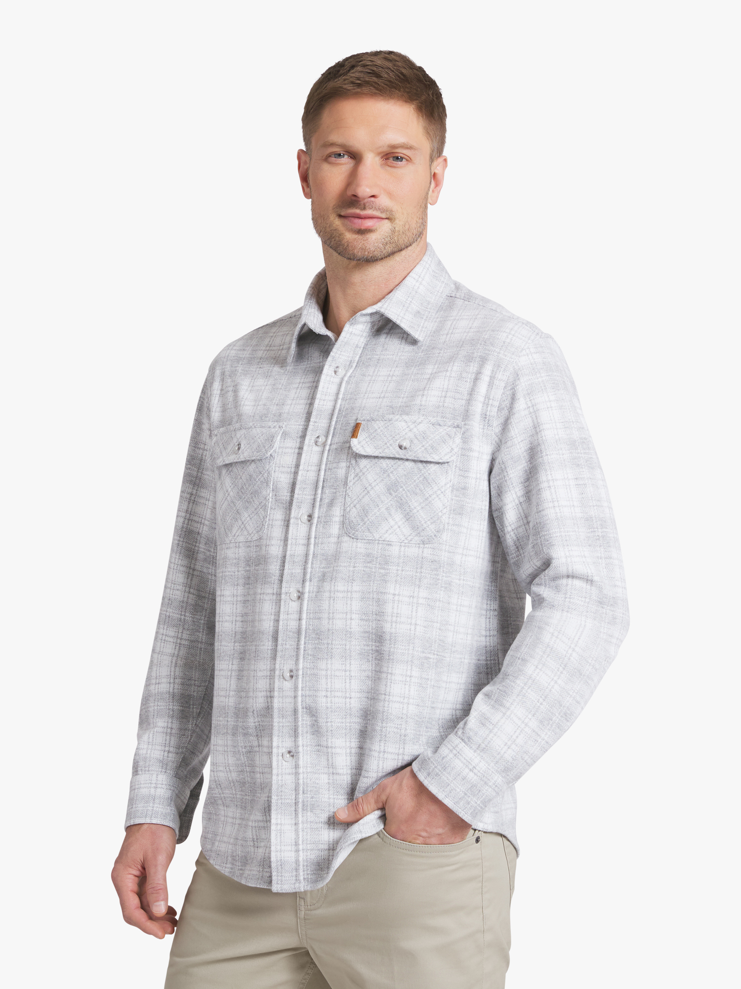 Chaps Men's & Big Men's Long Sleeve Knit Flannel Shirt, Sizes S-3XL