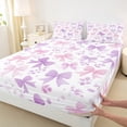 thumbnail image 3 of Manfei Girls Bow Bowtie Queen Sheet Sets,Bow Knot Ribbon Flat Sheet,Ppurple Pink White Queen Fitted Sheet For Princess,Ultra Soft Home Decor,4-Piece, 3 of 7