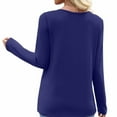thumbnail image 5 of Tops for Women Plus Size Printed V-Neck Long Sleeve Casual T-shirt Button Tops,Womens Blouse Blue, 5 of 6